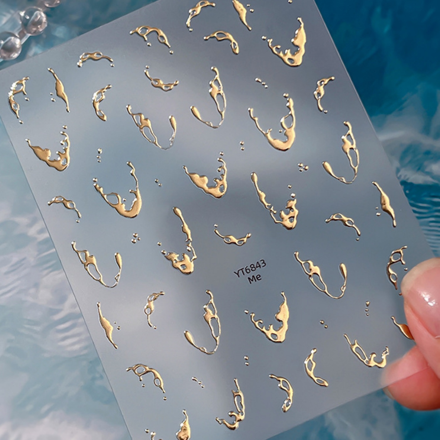 Gold Foil Flakes - 골드 포일 워터 스플래시 5D 네일