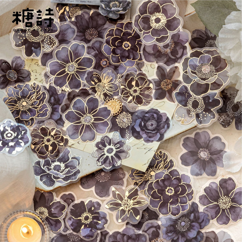 40장 빈티지 화려한 꽃 금박 PET 스티커, 금테 꽃 - Gold Foil Flakes 리뷰 및 가격