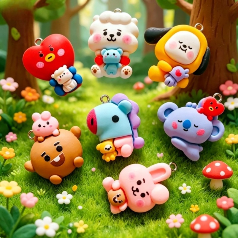 7pcs BT21 수지 만화 참 DIY 액세서리 공예  - Resin Craft Material 리뷰 및 가격