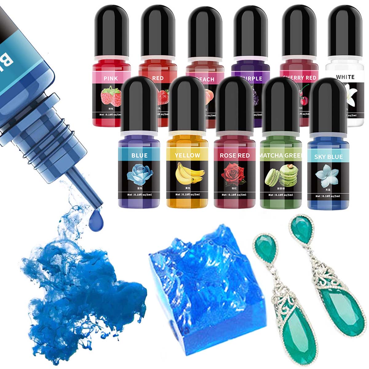 5ml/병 에폭시 수지 안료 액체 착색제 염료 UV A - Epoxy Uv Resin Kit 리뷰 및 가격